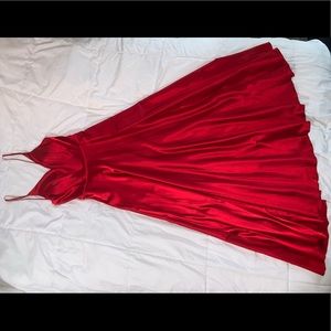 Size 11 Macy’s Red Satin Gown with Slit